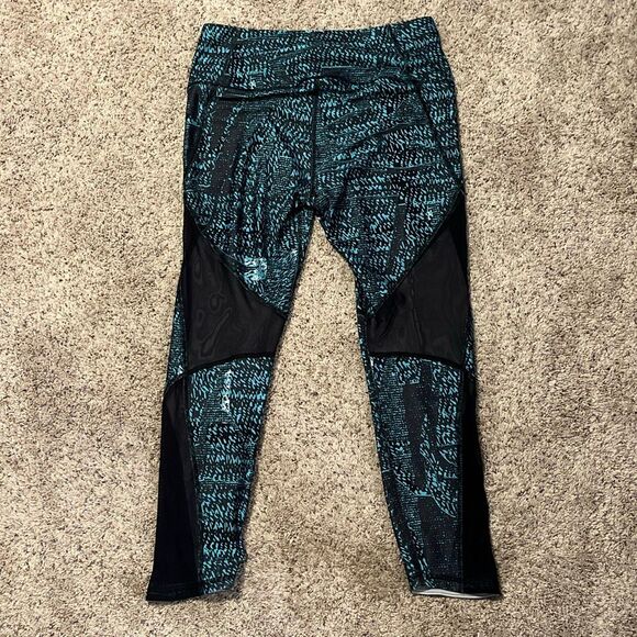 UNDER ARMOUR BBLUE HEATGEAR MESH PRINTED ANKLE CROP LARGE - Picture 6 of 7